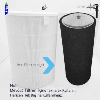 Xiaomi Mi Smart Air Purifier 4 Lite Hava Temizleyici  Filtre İçi Uyumlu Şarj Edilebilir UV TiO2 Karbonlu Koku Giderci İç Kartuş  13MM
